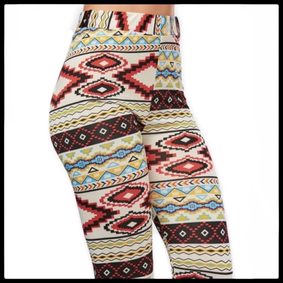 Pants - High Waist Geometrical Print Leggings